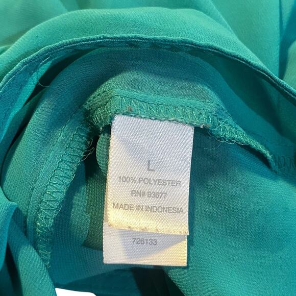 Bisou Bisou Sheer Caftan Flowy Top Teal Blouse Size Large Dolman Sleeve - Picture 4 of 5
